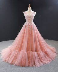 Peach Ball Gown Evening Dress RS210104