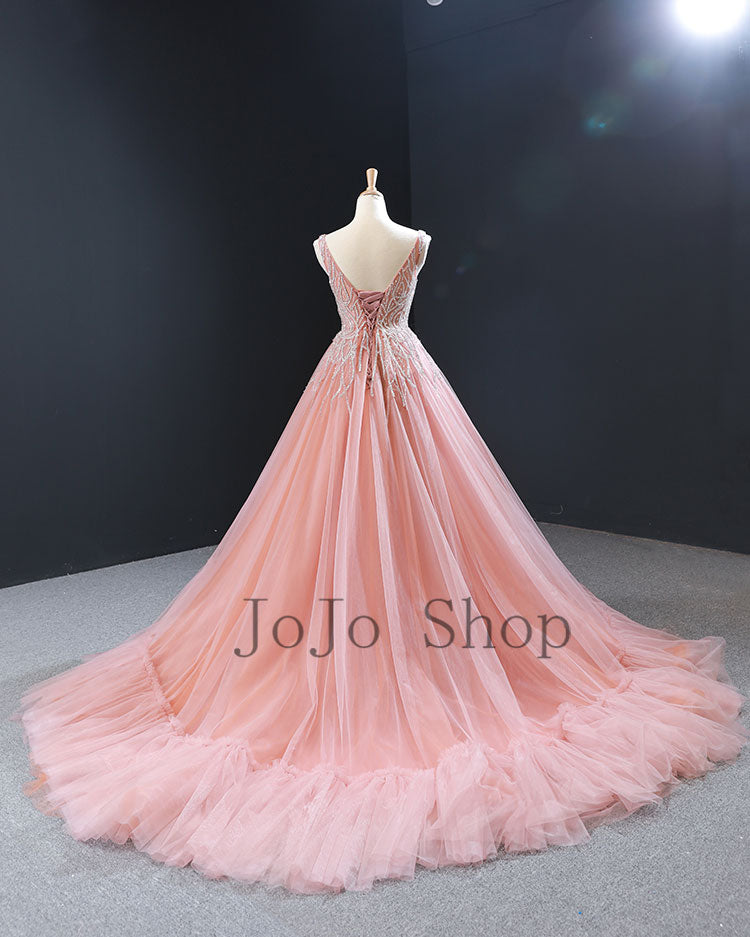 Peach Ball Gown Evening Dress RS210104
