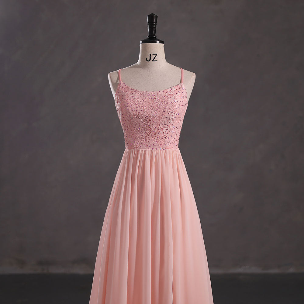 Maxi Peach Chiffon Formal Prom Dress with Side Slit EN5404 Size 14 / Peach Maxi Peach Chiffon Formal Prom Dress with Side Slit EN5404 Size 14 / Peach