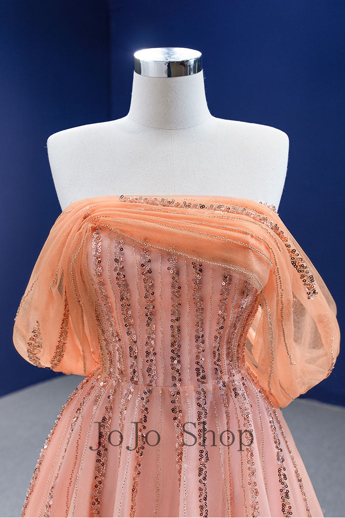 Peach Ball Gown Stage Evening Dress RS202101 Size 14 Peach Ball Gown Stage Evening Dress RS202101 Size 14