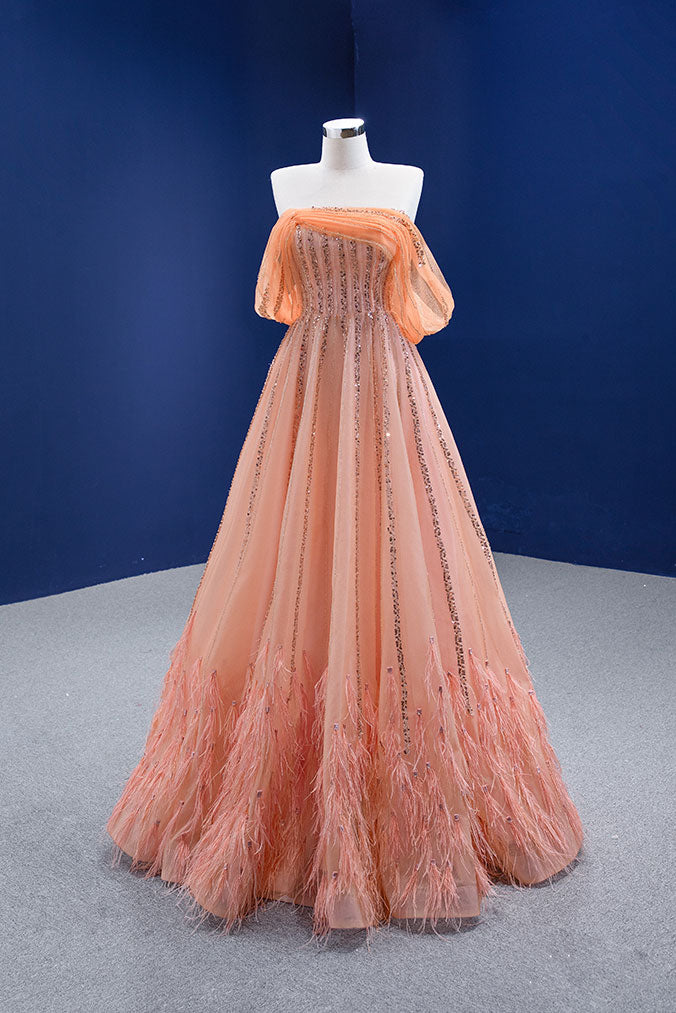 Peach Ball Gown Stage Evening Dress RS202101 Size 14