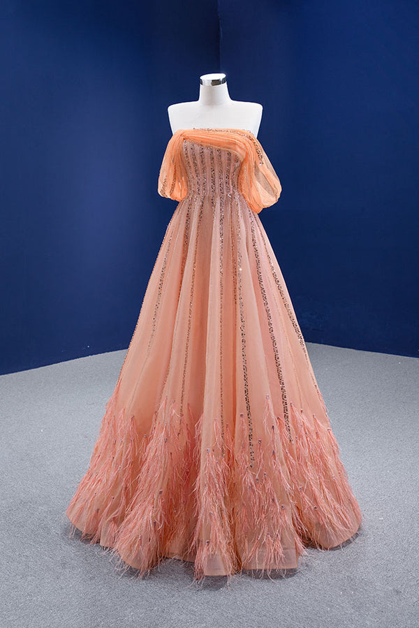 Peach Ball Gown Stage Evening Dress RS202101