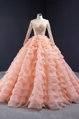 Peach Ruffle Sweet Sixteen Ball Gown Dress RS2014