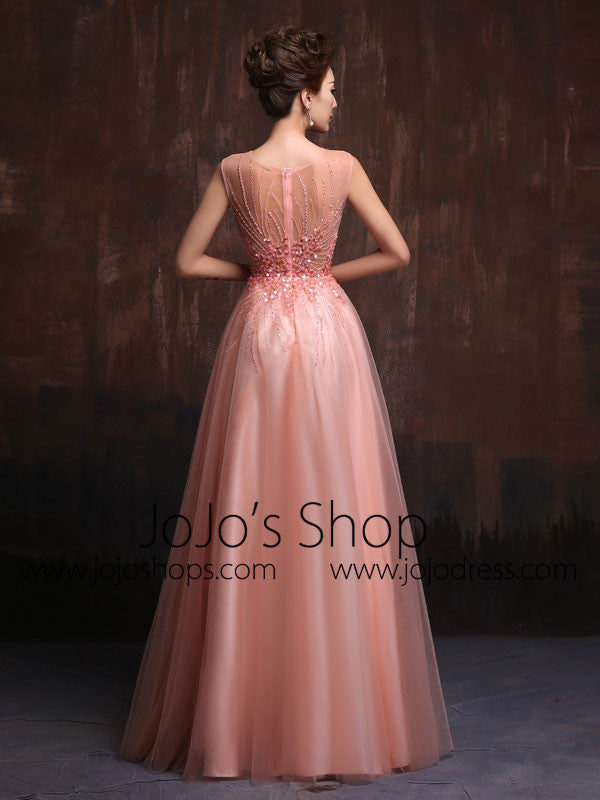 Modest Pink Floor Length Prom Dress Formal Evening Gown X019