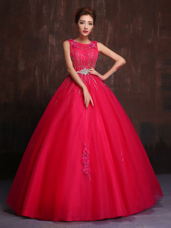 Hot Pink Modest Quinceanera Ball Gown Prom Dress Home Coming Dress Sweet Sixteen Dress X014