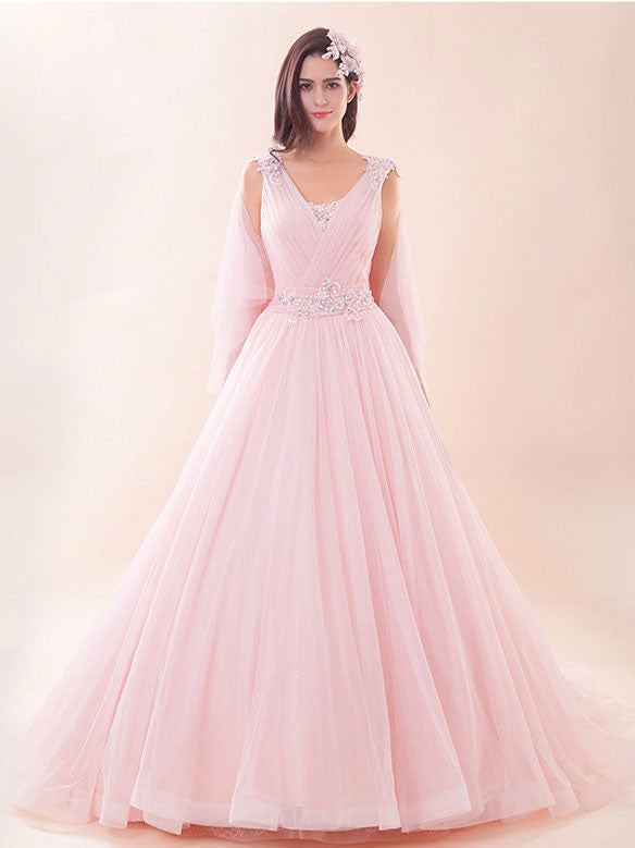 Pink Grecian Ball Gown Evening Dress Prom Dress | G2023