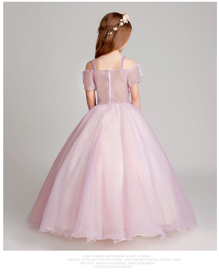 Flower Girl Princess Ball Gown Party Dress Birthday Dress Size 4 / Pink Flower Girl Princess Ball Gown Party Dress Birthday Dress Size 4 / Pink
