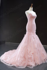 Strapless Pink Mermaid Formal Evening Dress RS2015