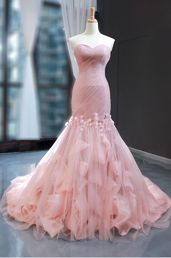 Strapless Pink Mermaid Formal Evening Dress RS2015