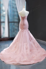 Strapless Pink Mermaid Formal Evening Dress RS2015