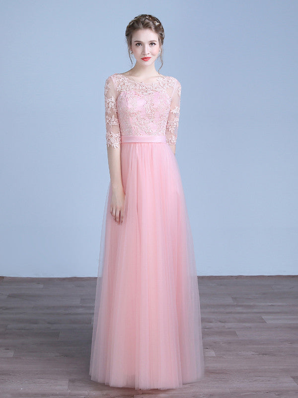 Pink Floor Length Formal Prom Evening Dress