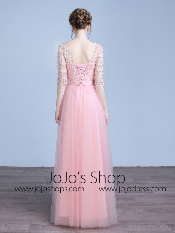Pink Floor Length Formal Prom Evening Dress