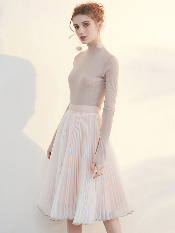 Soft Pink Pleated Skirt