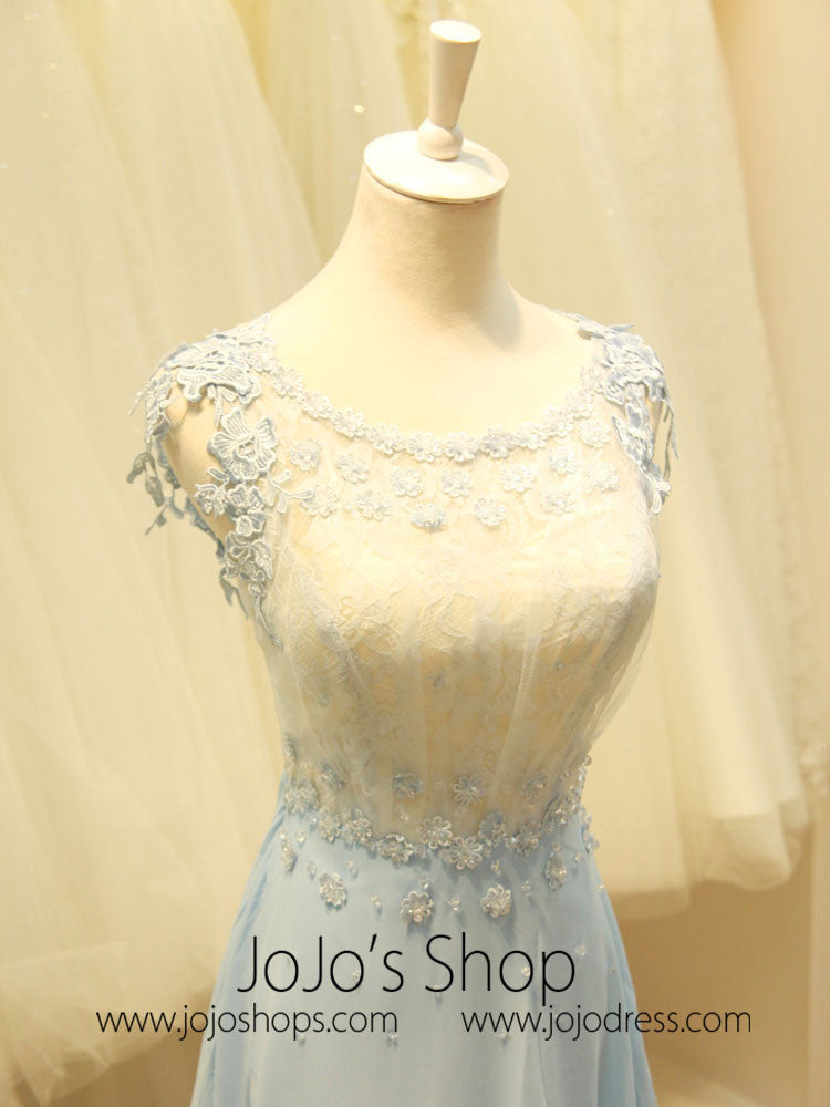 Modest Daisy Floral Lace Formal Evening Prom Dress