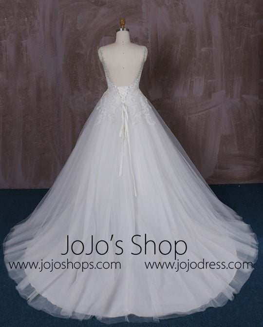 Lace Ball Gown Dress with Jeweled Neckline | QT85280