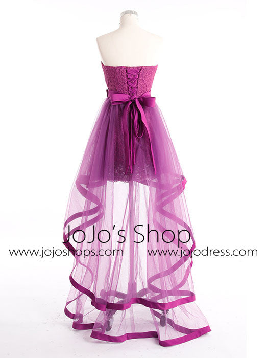 2 Pieces High Low Lace Formal Prom Evening Dress