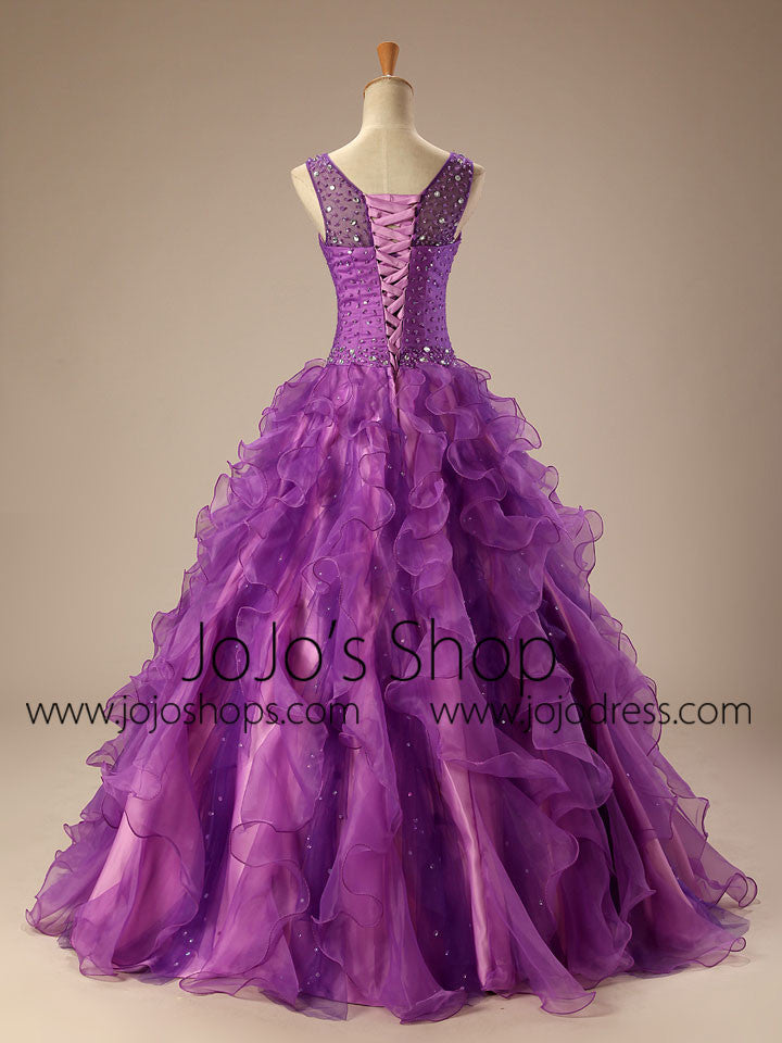 Purple Quinceanera Ball Gown Prom Dress with Ruffle Skirt