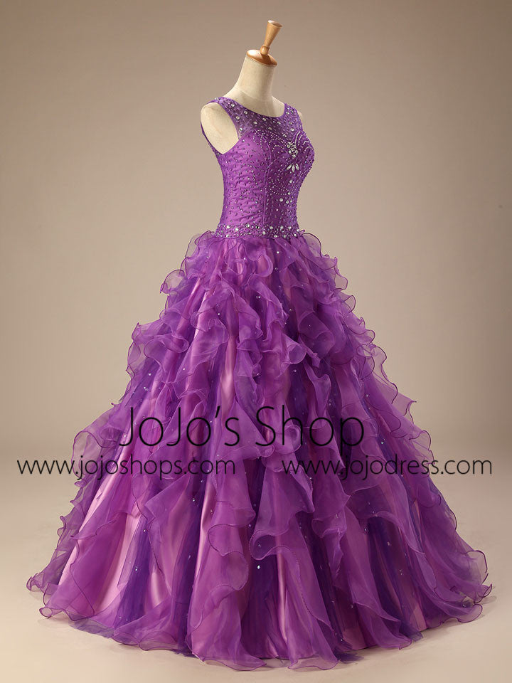 Purple Quinceanera Ball Gown Prom Dress with Ruffle Skirt