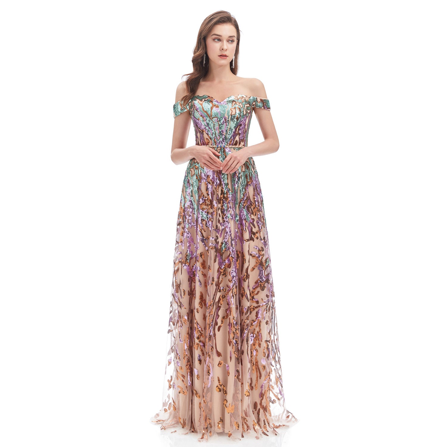 Multicolor Sequins Formal Evening Dress EN4602 Size 4 Multicolor Sequins Formal Evening Dress EN4602 Size 4