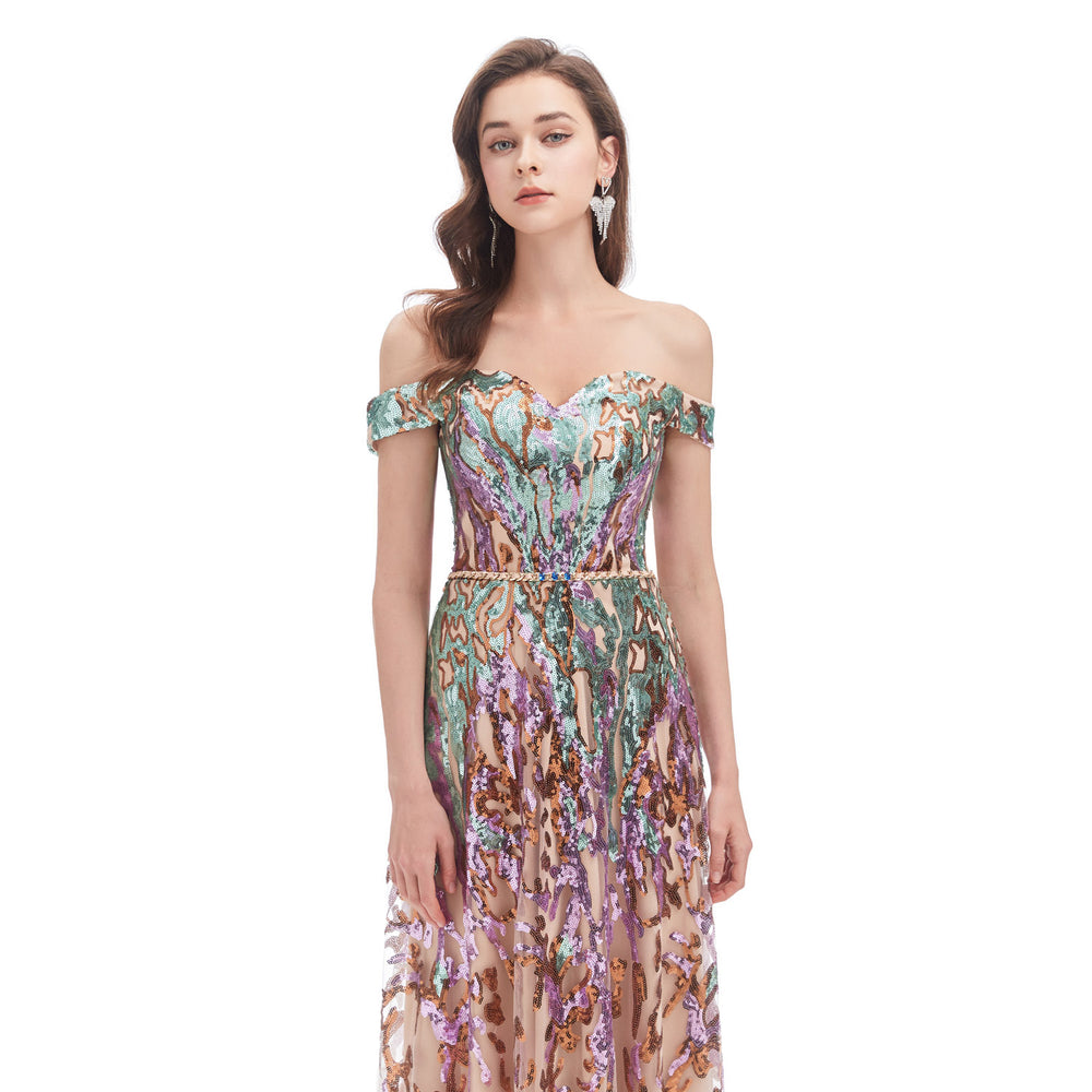 multicolor formal dress Multicolor Sequins Formal Evening Dress EN4602 Size 4