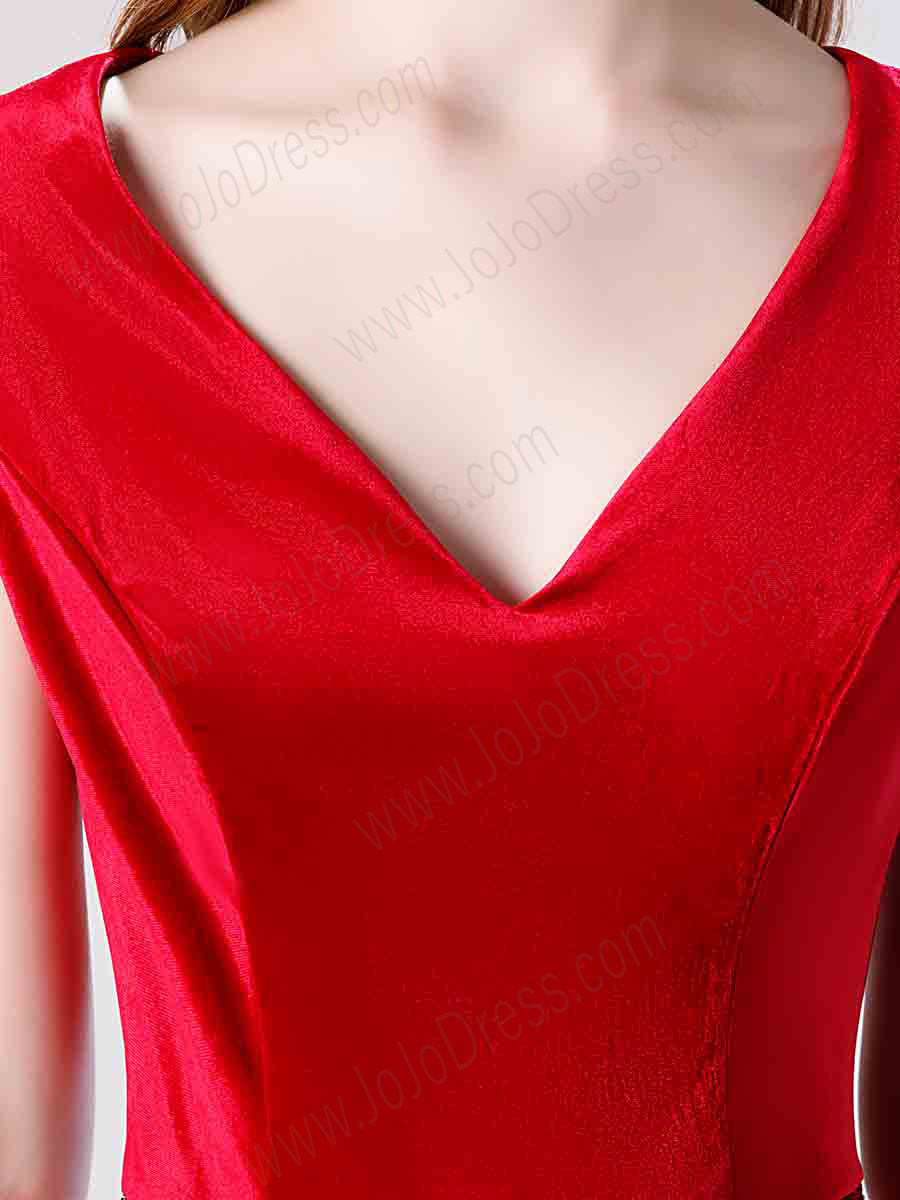 Red Shimmery Mermaid Fitted Formal Prom Dress