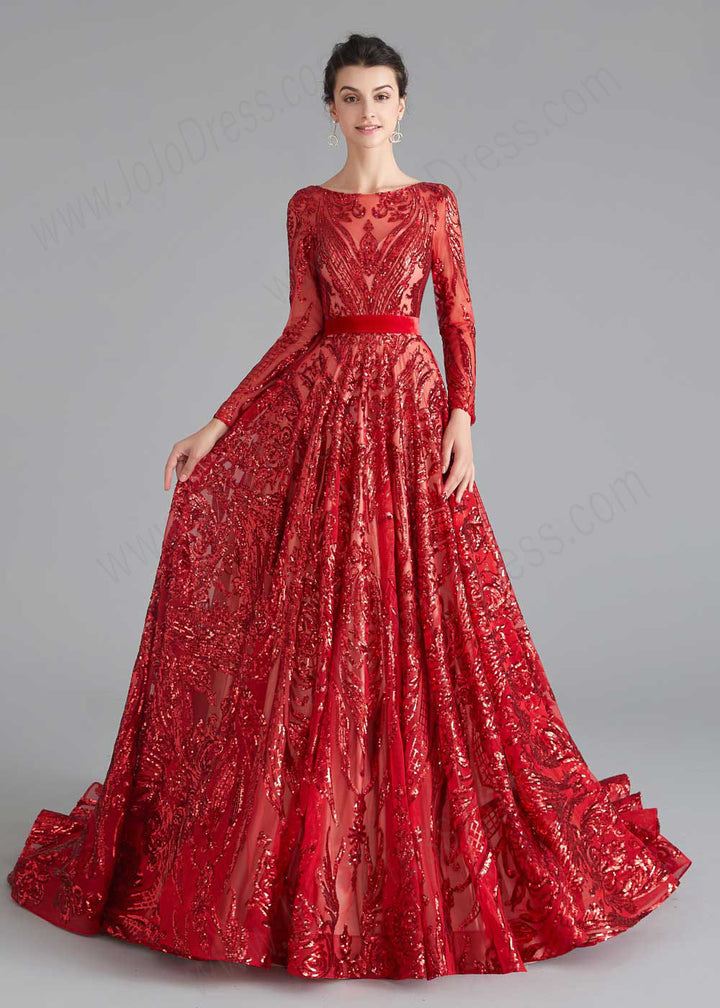 Red Shimmery Sequin Home Coming Dress