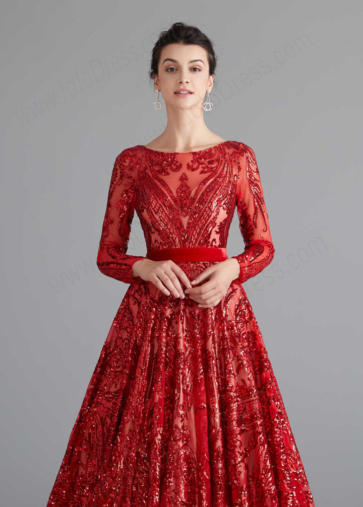 Red Shimmery Sequin Home Coming Dress