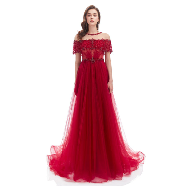 Red Maxi Floor Length Formal Prom Dress EN4610