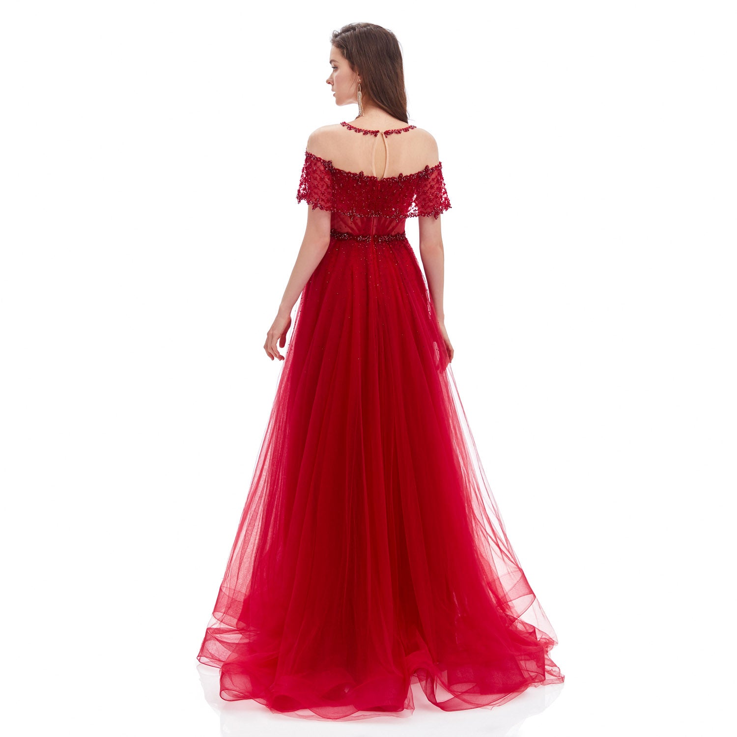 Red Maxi Floor Length Formal Prom Dress EN4610