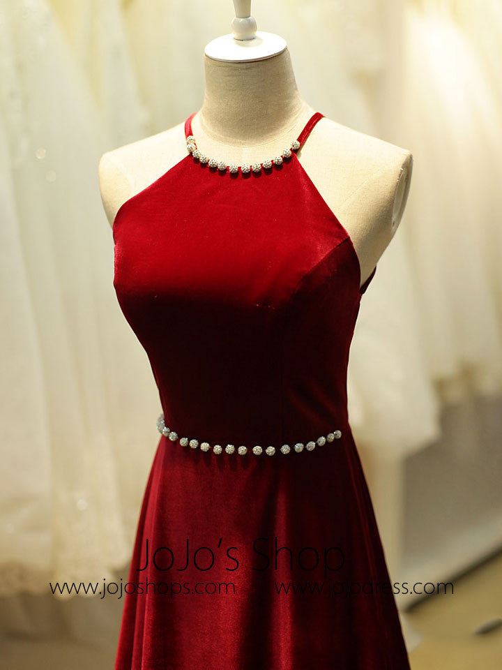 Red Velvet Long Formal Evening Dress