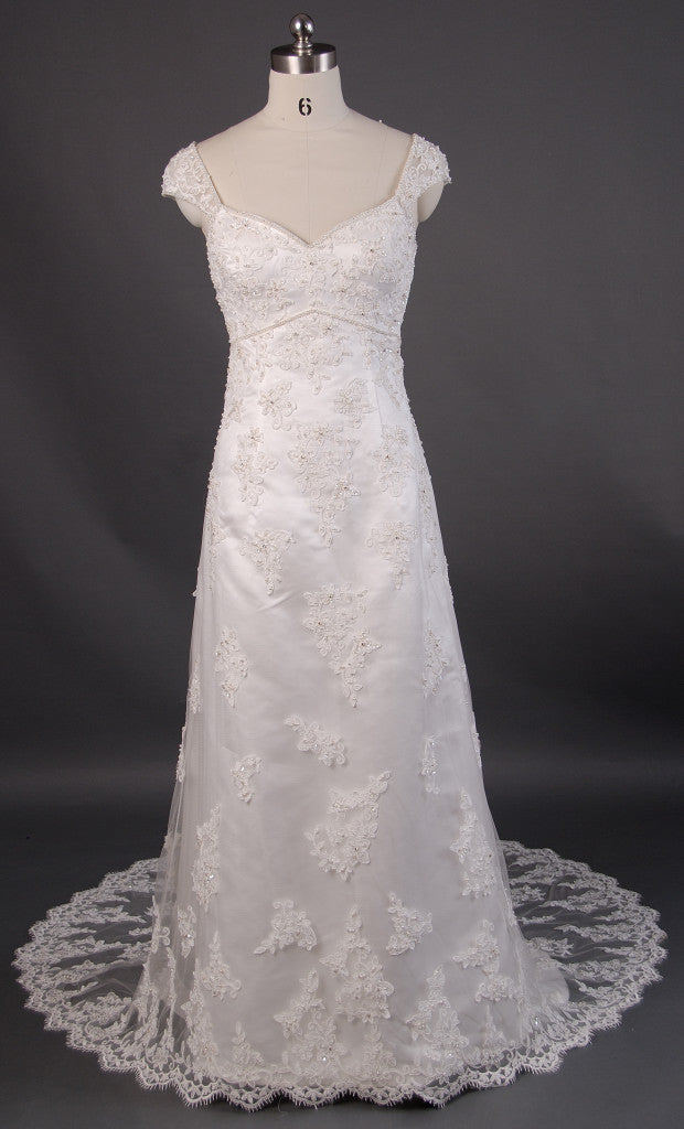 Retro 1920s Regency Style Lace Empire Dress with Cap Sleeves