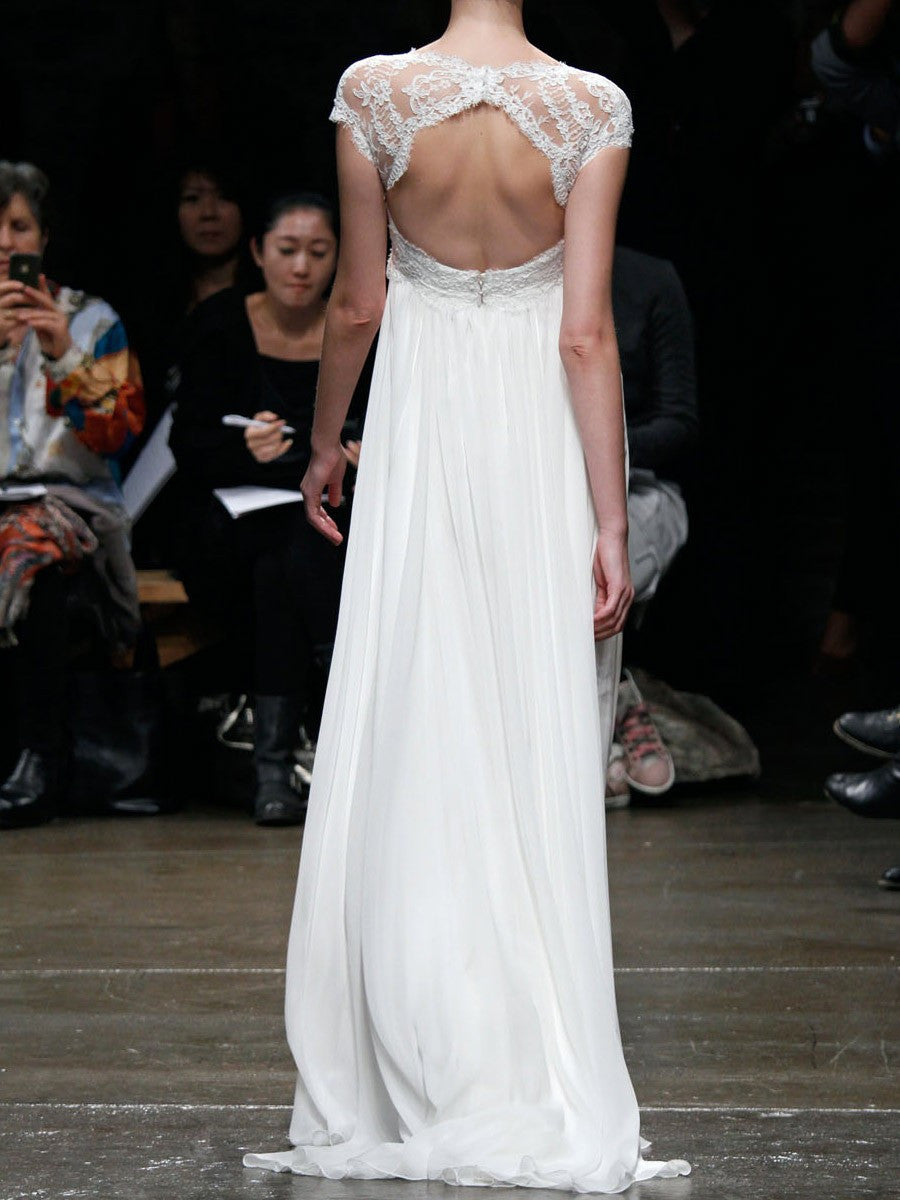 Grecian Lace Empire Dress with Keyhole Back  DV3012