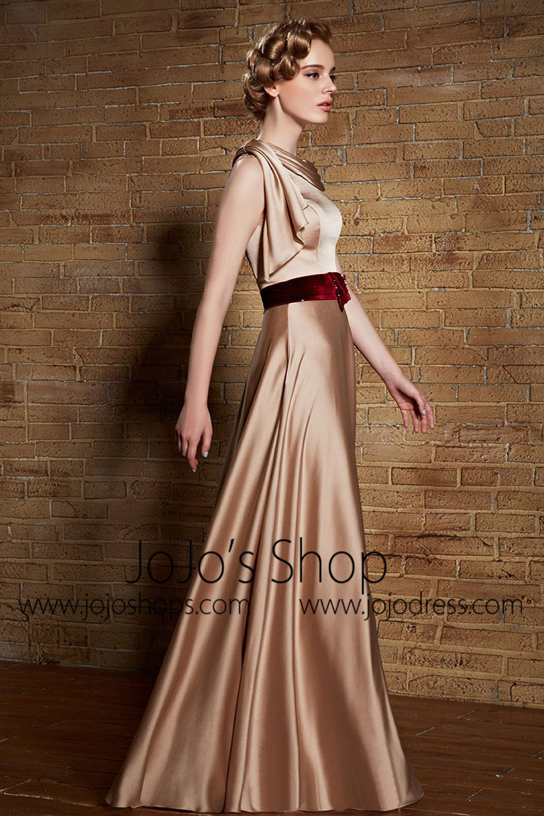 Grecian Gold Satin Long Military Ball Gown Evening Dress | CX830880 Custom Size / Champagne Grecian Gold Satin Long Military Ball Gown Evening Dress | CX830880 Custom Size / Champagne