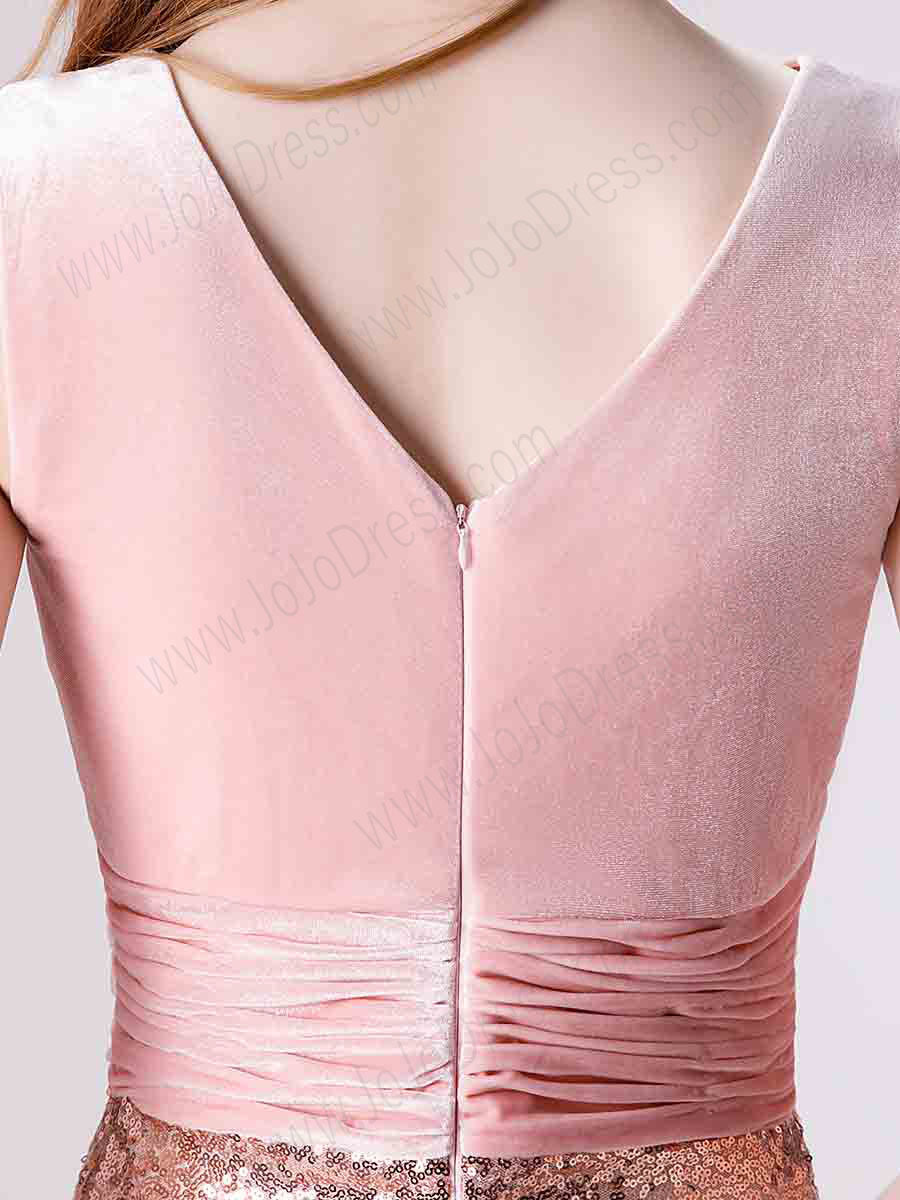 Pink Shimmery Sequin Lace Formal Prom Dress