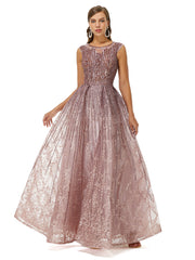 Rose Pink Maxi Ball Gown Lace Formal Gala Evening Dress EN4510
