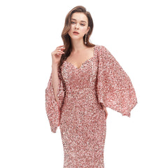 Rose Gold Sparkly Maxi Formal Evening Gown EN4608