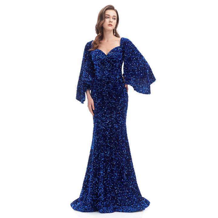 Midnight Blue Sparkly Maxi Formal Evening Gown EN4608