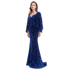 Midnight Blue Sparkly Maxi Formal Evening Gown EN4608