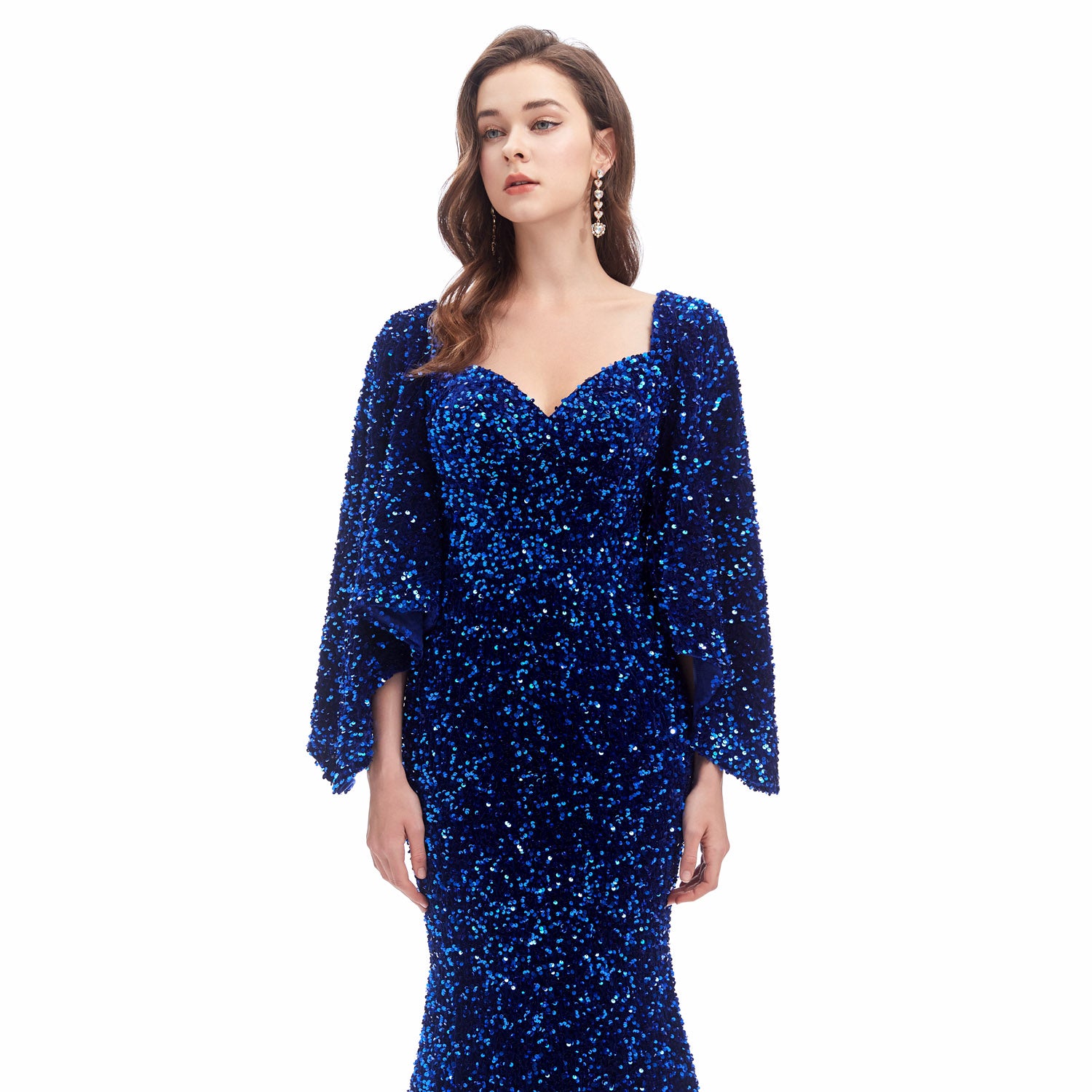 Midnight Blue Sparkly Maxi Formal Evening Gown EN4608