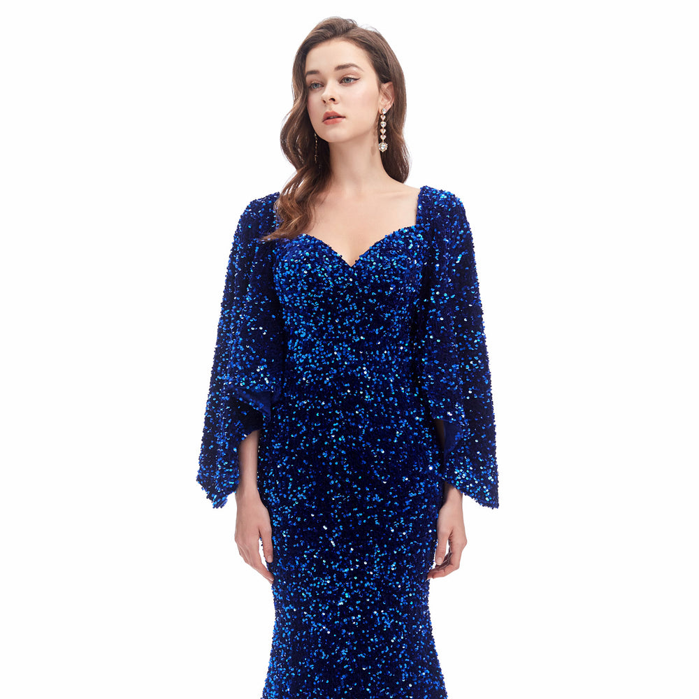 Midnight Blue Sparkly Maxi Formal Evening Gown EN4608