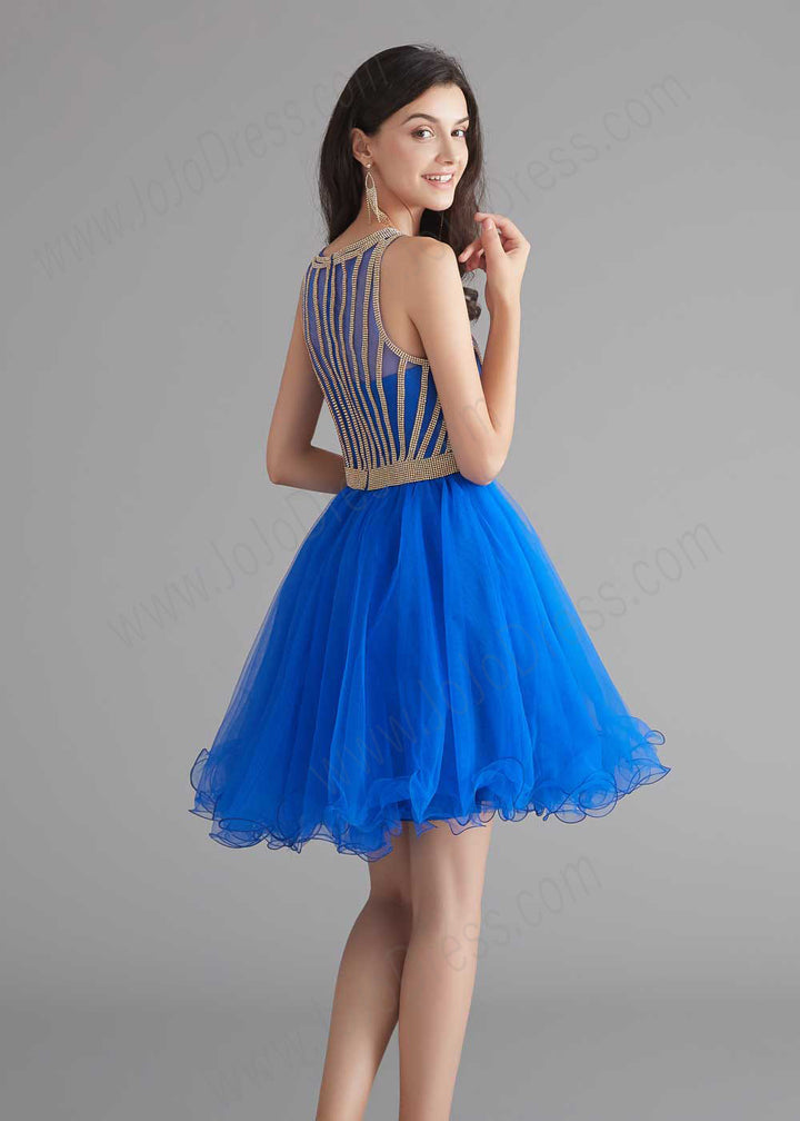 Chic Short Royal Blue Tulle Evening Dress