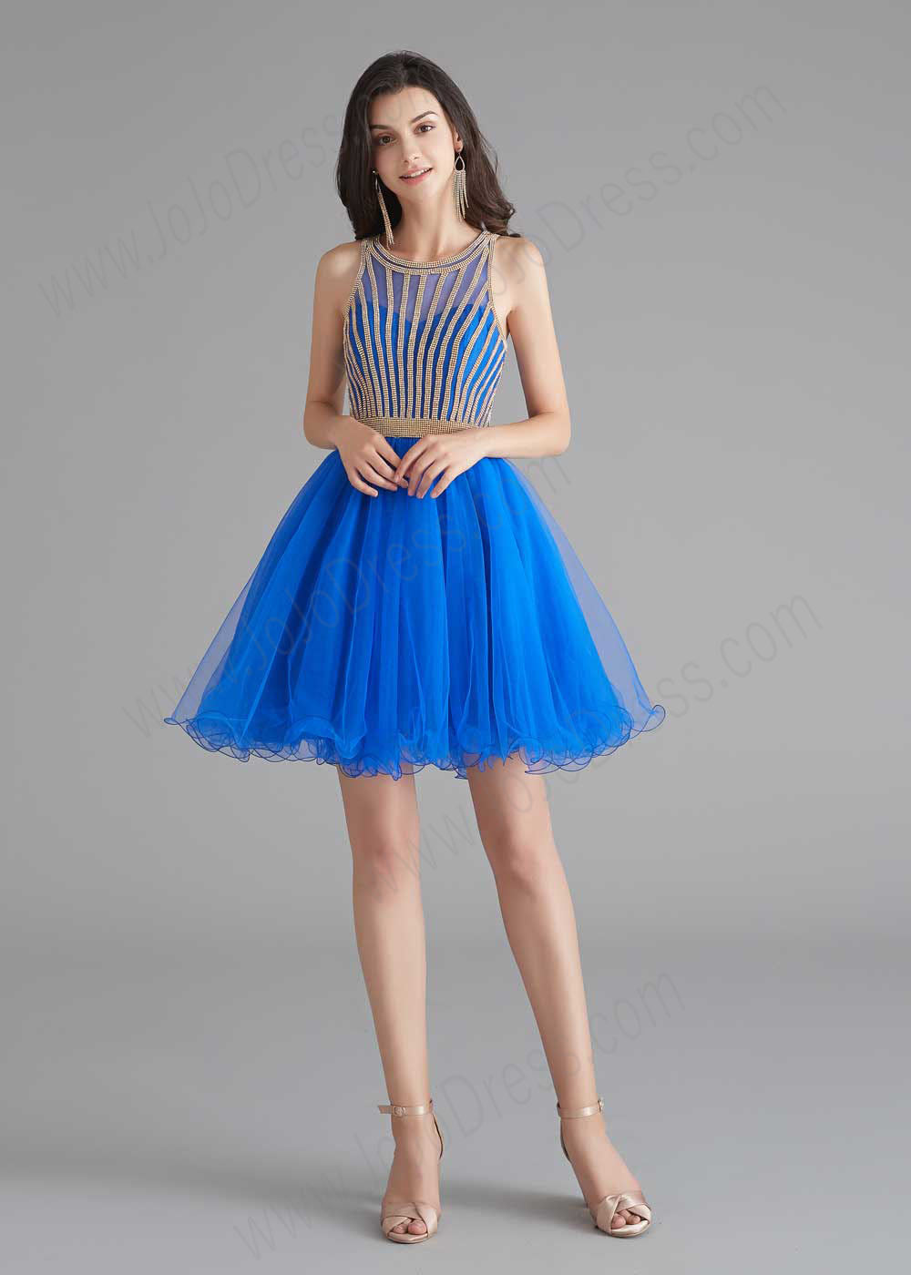 Chic Short Royal Blue Tulle Evening Dress Size 6 / Blue