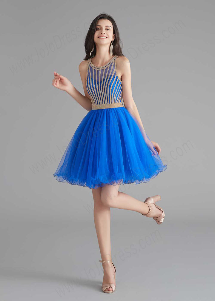 Chic Short Royal Blue Tulle Evening Dress