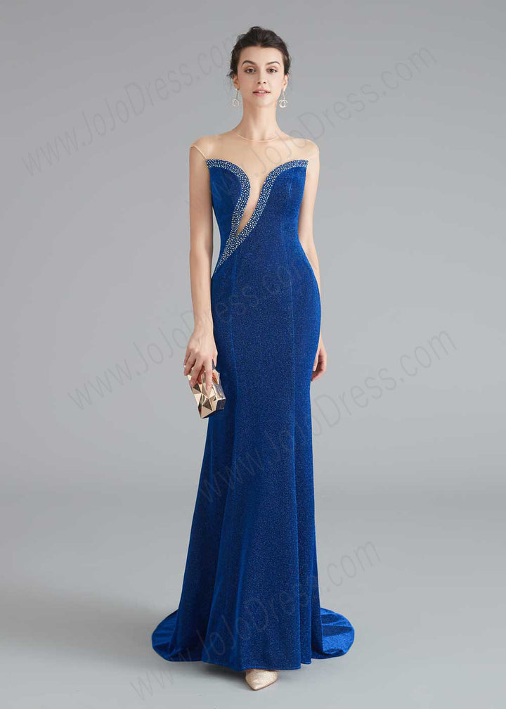 Royal Blue Shimmery Slim Formal Prom Home Coming Dress
