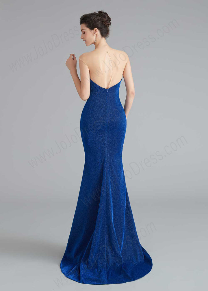 Royal Blue Shimmery Slim Formal Prom Home Coming Dress