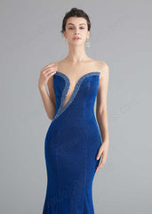 Royal Blue Shimmery Slim Formal Prom Home Coming Dress