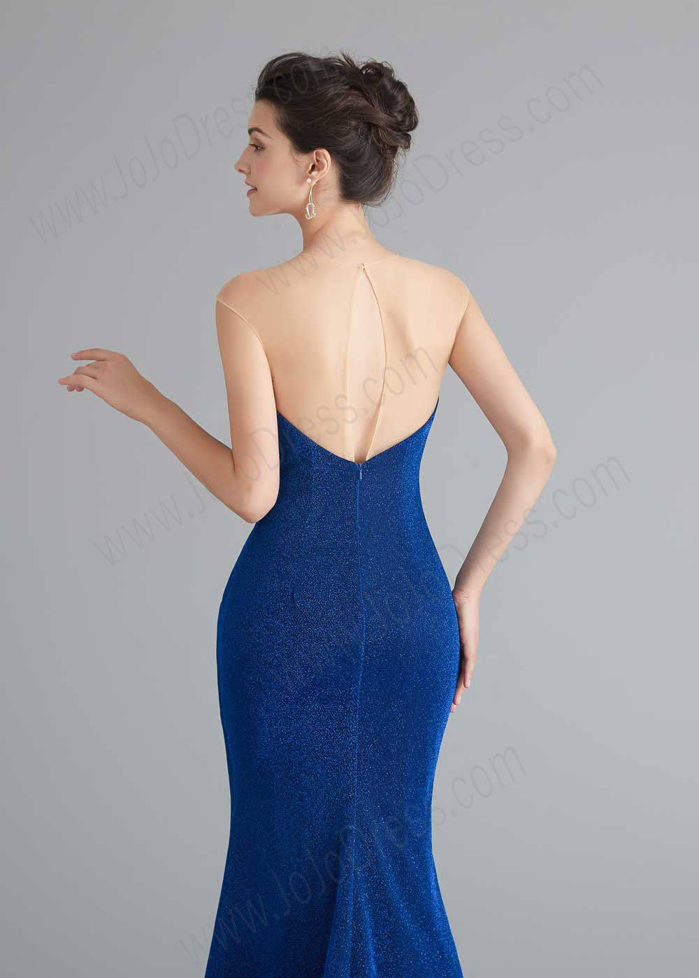 Royal Blue Shimmery Slim Formal Prom Home Coming Dress