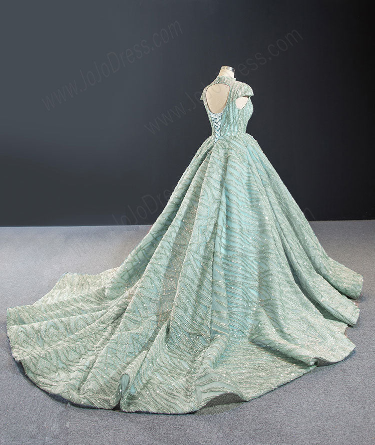 Sparkly Sage Green Black Tie Ball Gown Evening Dress RS2011 Size 20W / Green Sparkly Sage Green Black Tie Ball Gown Evening Dress RS2011 Size 20W / Green