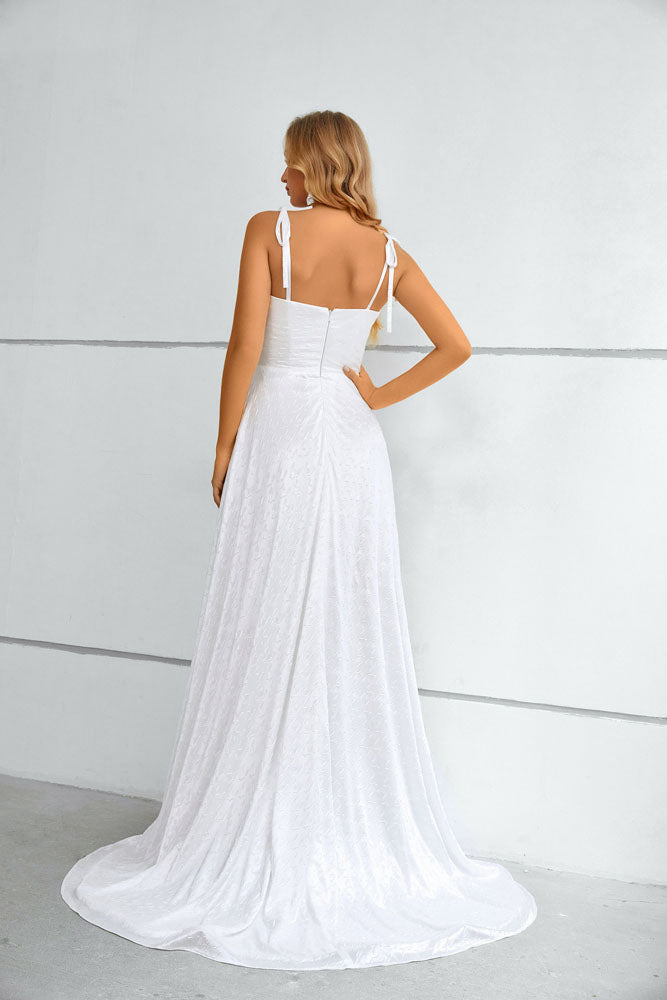 White Grecian Maxi Long Formal Prom Evening Dress with Slit EN5602 White Grecian Maxi Long Formal Prom Evening Dress with Slit EN5602