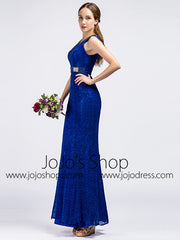 Sparkly Royal Blue Formal Prom Evening Dress
